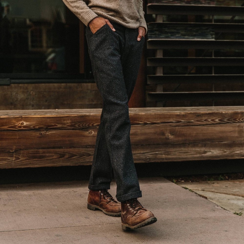 Taylor Stitch The Camp Pant in Navy Nep Wool Silk Salt & Pepper Trouser